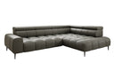 Canapé d’angle design Ceora avec fonction de couchage électrique et dossier réglable en cuir véritable
