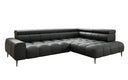 Canapé d’angle design Ceora avec fonction de couchage électrique et dossier réglable en cuir véritable