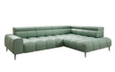 Canapé d’angle design Ceora avec fonction de couchage électrique et dossier réglable en cuir véritable