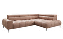 Canapé d’angle design Ceora avec fonction de couchage électrique et dossier réglable en cuir véritable