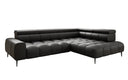 Canapé d’angle design Ceora avec fonction de couchage électrique et dossier réglable en cuir véritable