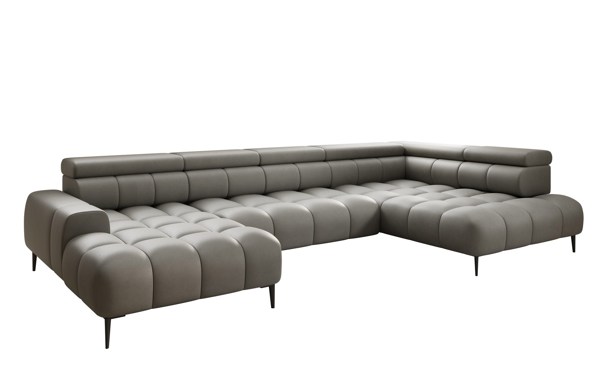 Canapé design Ceora U avec fonction de couchage électrique et dossier réglable en cuir véritable