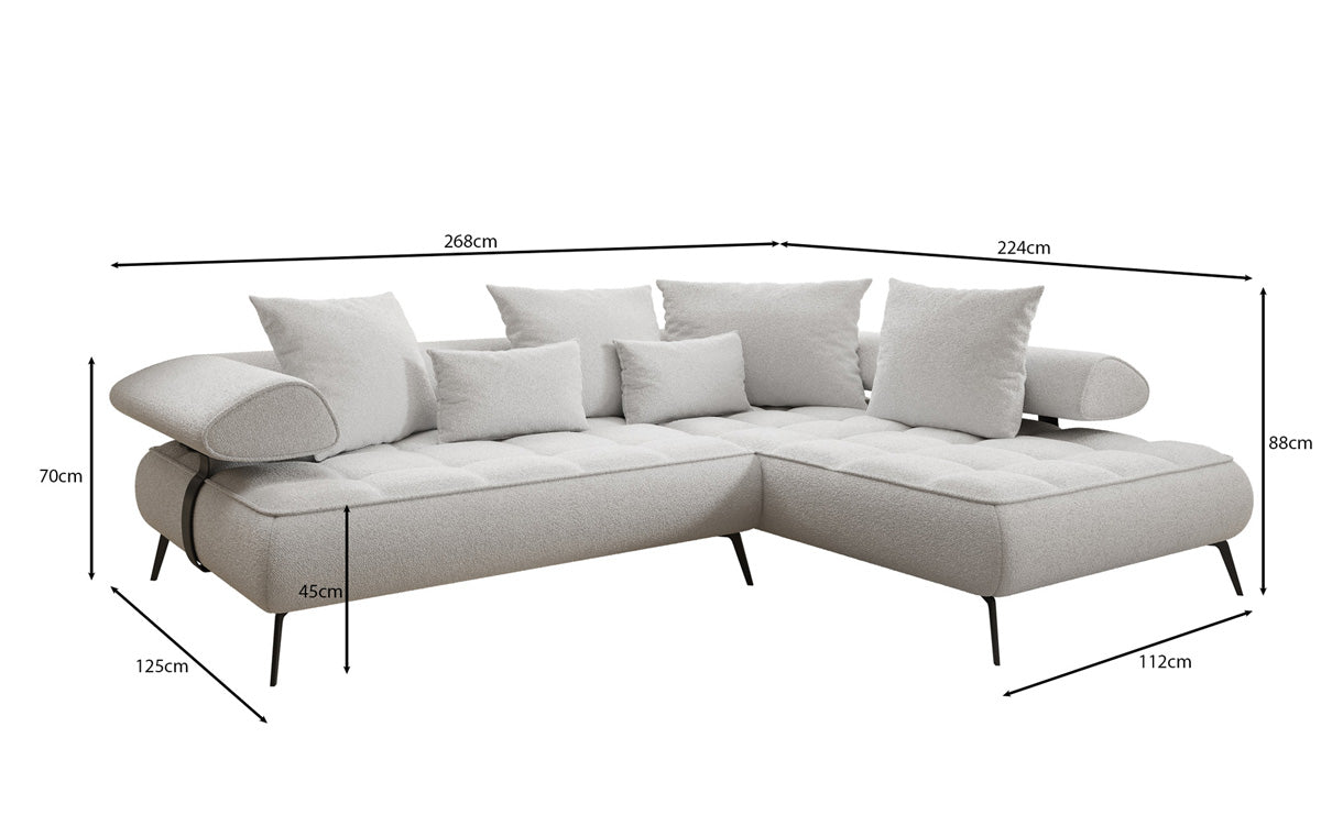 Canapé design Sydney L Bouclé avec fonction de couchage électrique