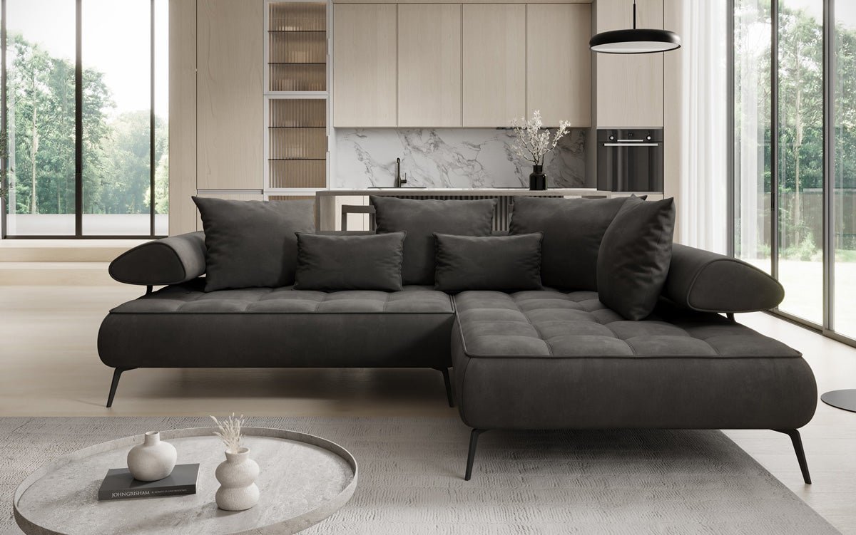Canapé design Sydney L Velours avec fonction de couchage électrique