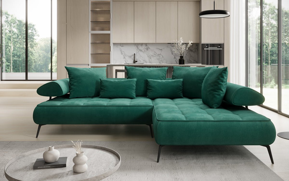 Canapé design Sydney L Velours avec fonction de couchage électrique