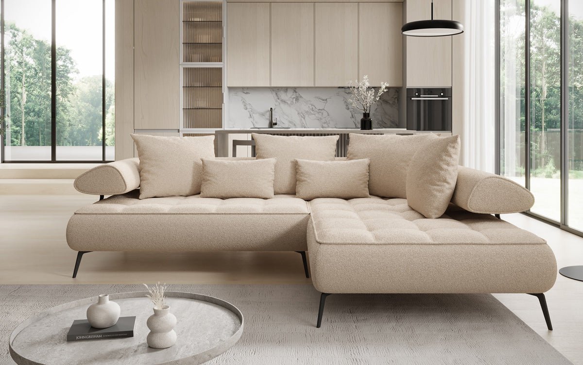 Canapé design Sydney L Bouclé avec fonction de couchage électrique