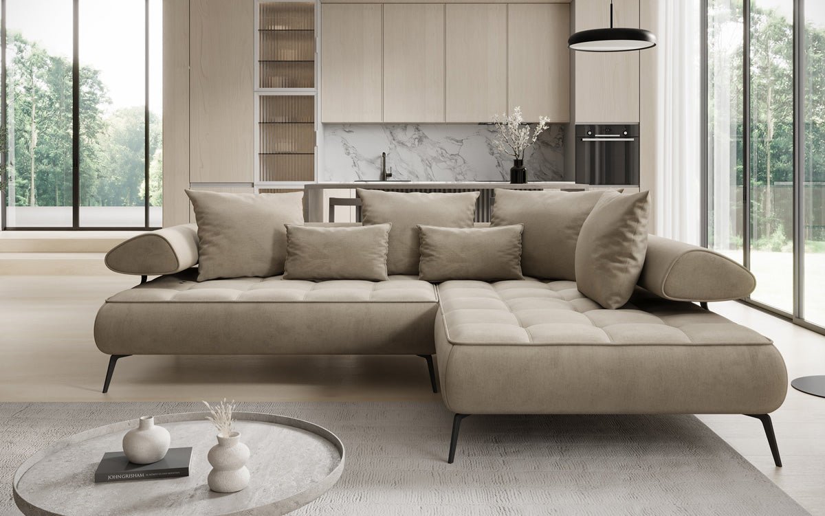 Canapé design Sydney L Velours avec fonction de couchage électrique