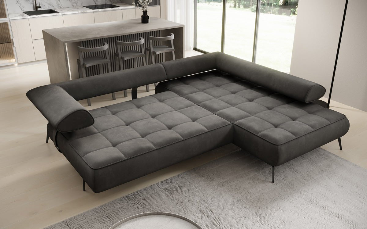 Canapé design Sydney L Velours avec fonction de couchage électrique