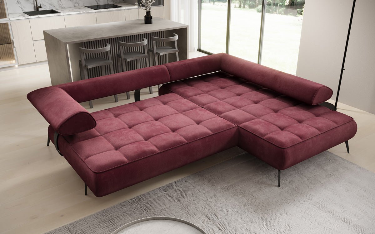 Canapé design Sydney L Velours avec fonction de couchage électrique