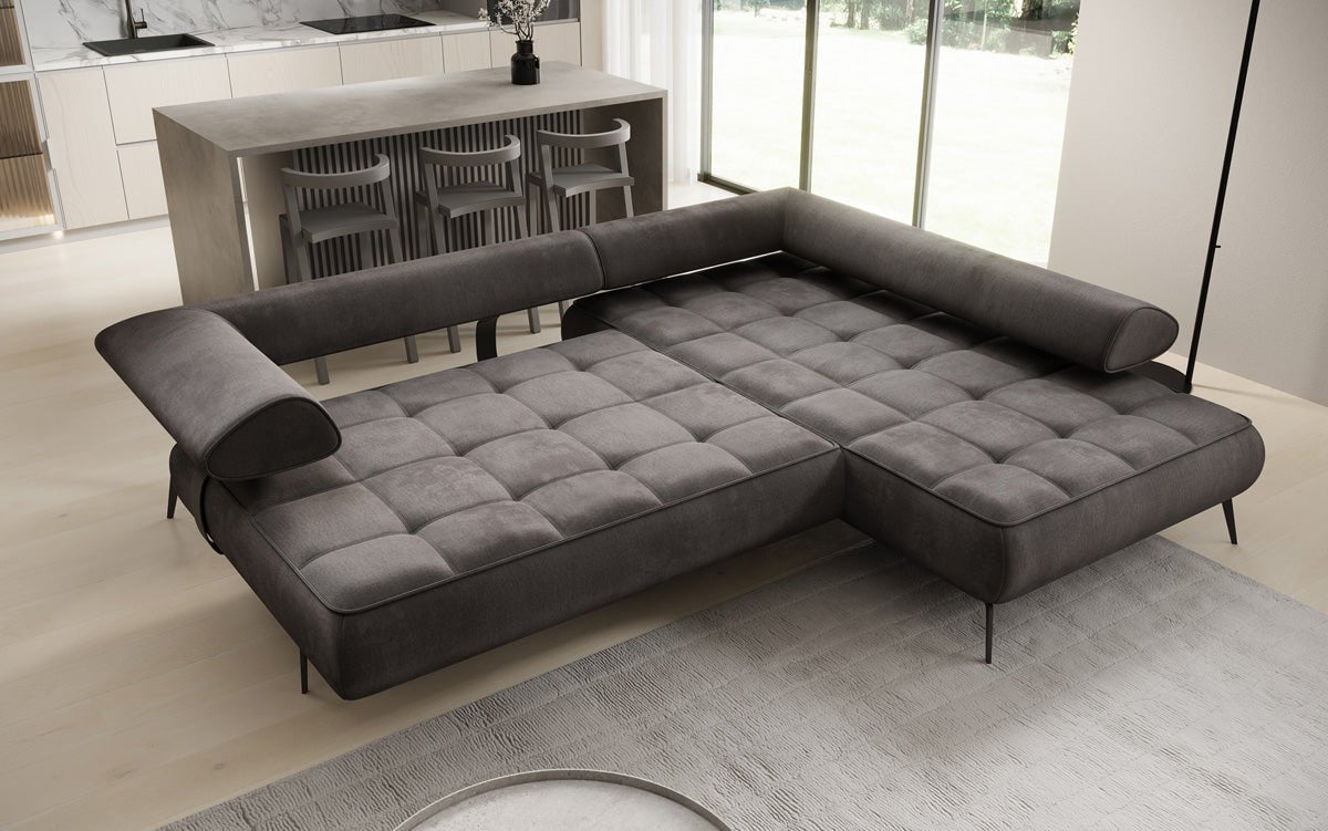 Canapé design Sydney L Velours avec fonction de couchage électrique