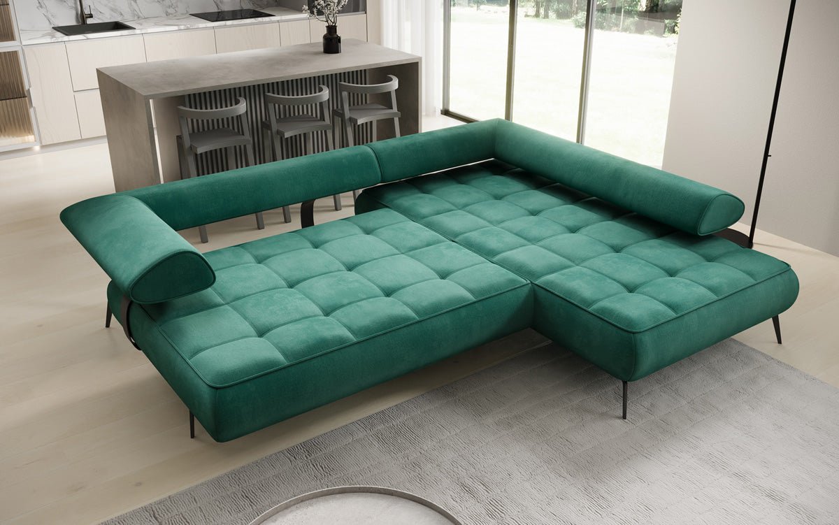 Canapé design Sydney L Velours avec fonction de couchage électrique