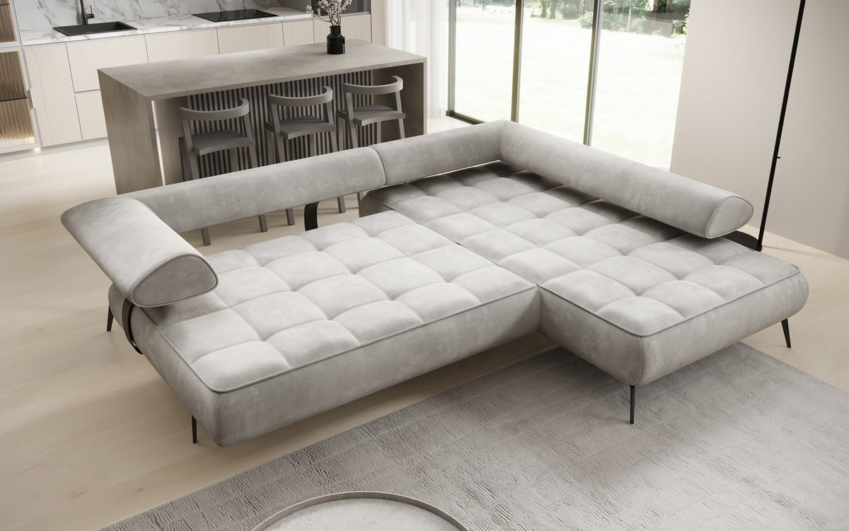 Canapé design Sydney L Velours avec fonction de couchage électrique