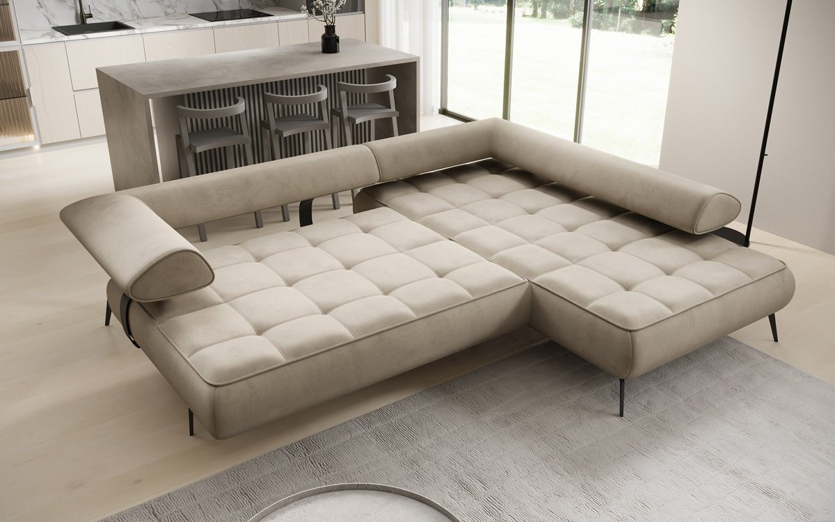 Canapé design Sydney L Velours avec fonction de couchage électrique
