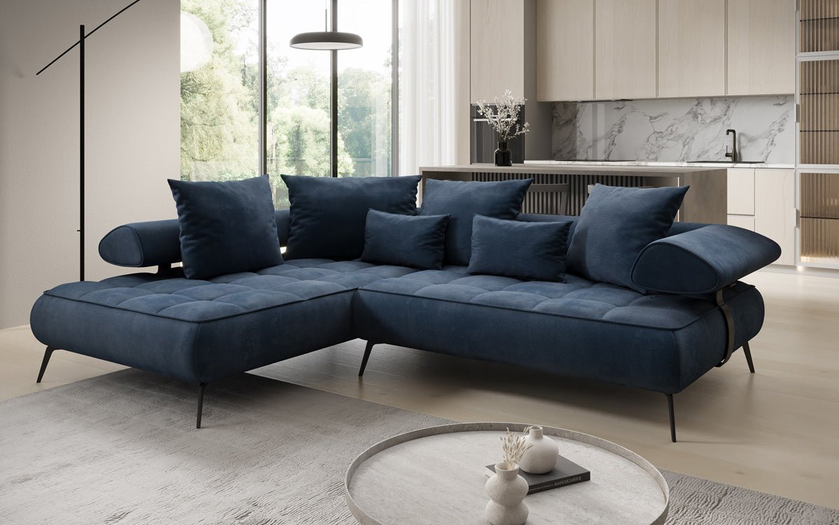 Canapé design Sydney L Velours avec fonction de couchage électrique