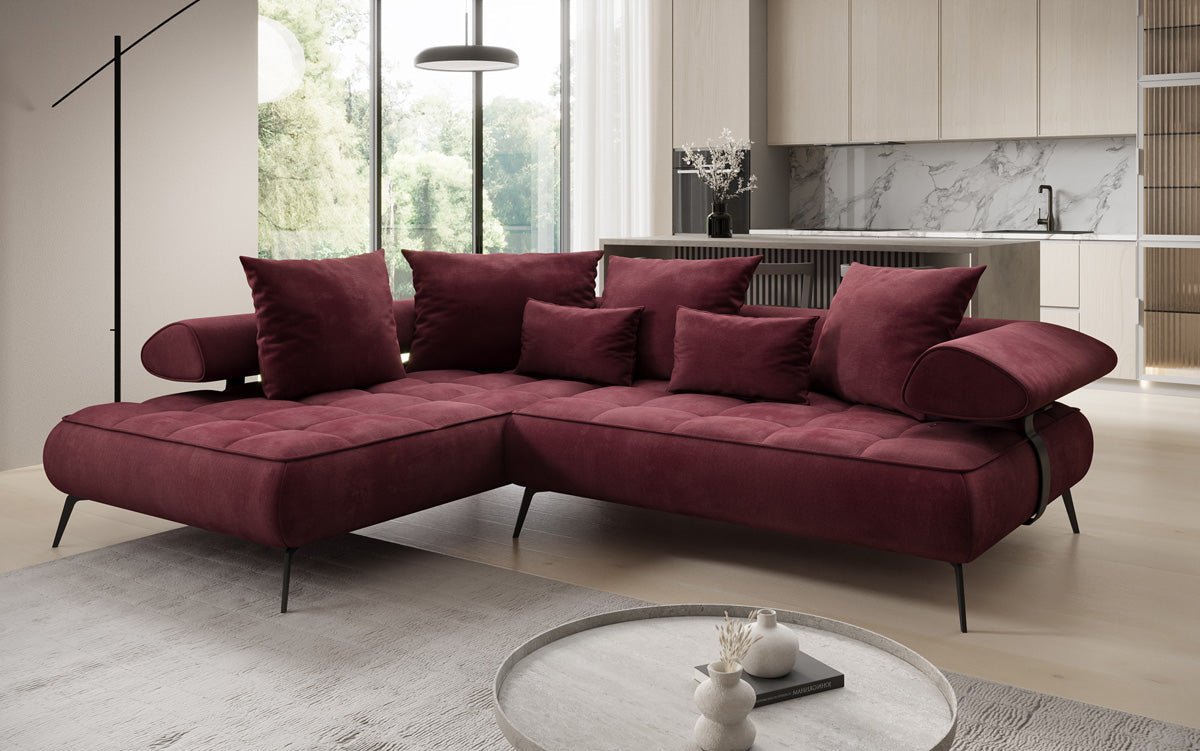 Canapé design Sydney L Velours avec fonction de couchage électrique