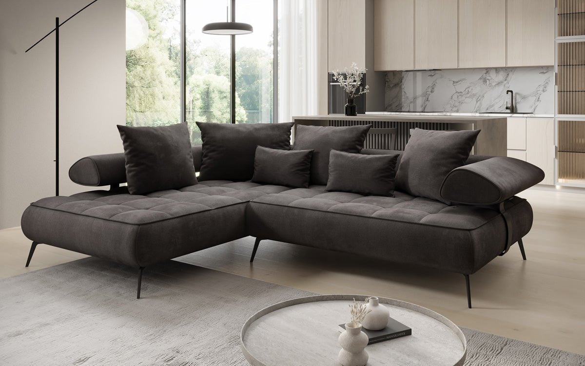Canapé design Sydney L Velours avec fonction de couchage électrique