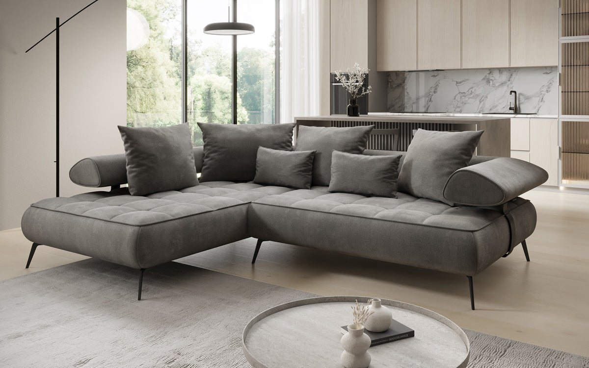 Canapé design Sydney L Velours avec fonction de couchage électrique
