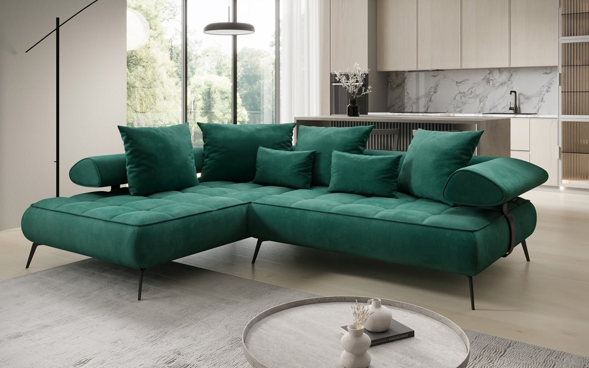 Canapé design Sydney L Velours avec fonction de couchage électrique