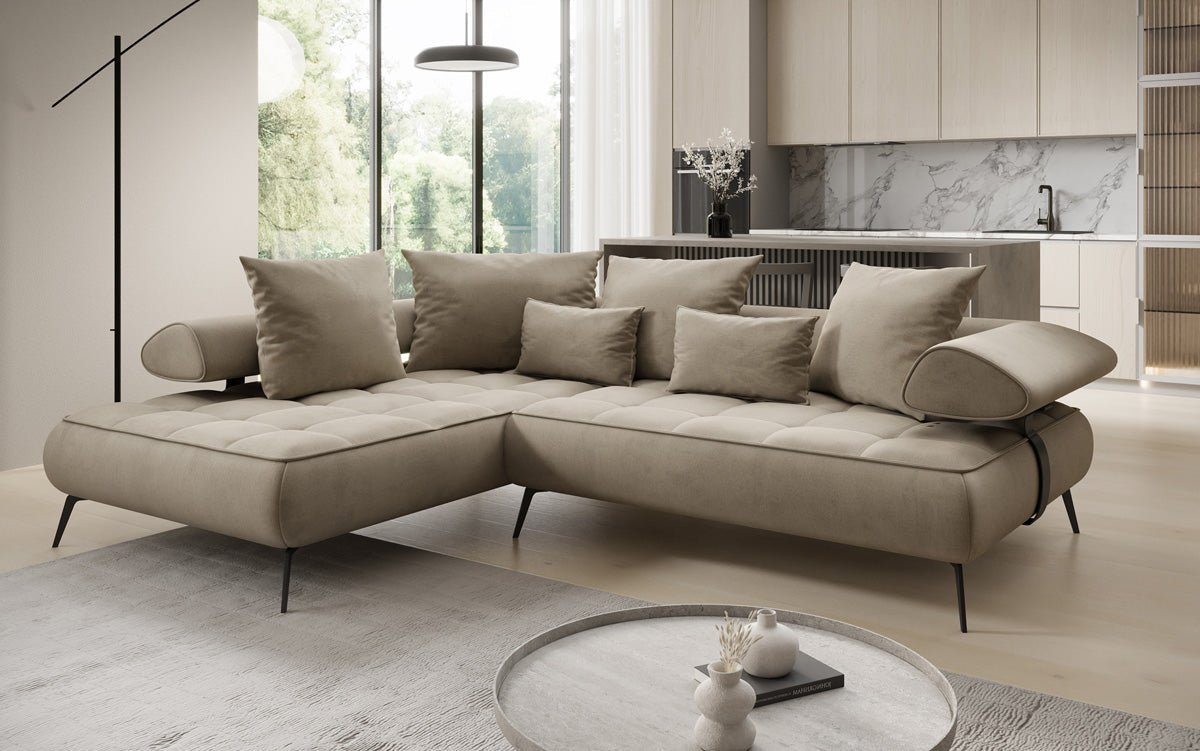 Canapé design Sydney L Velours avec fonction de couchage électrique