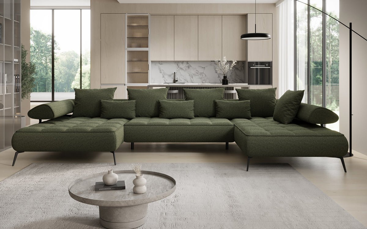 Canapé Designer U Sydney Bouclé avec fonction de couchage électrique