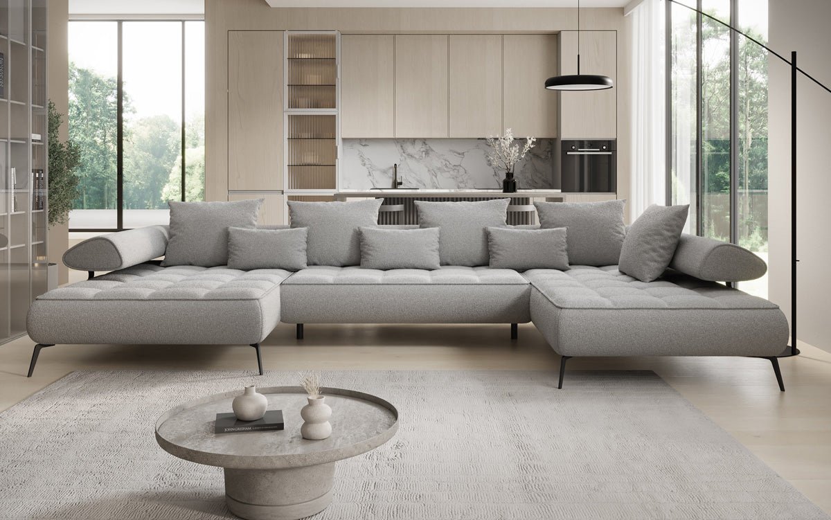 Canapé Designer U Sydney Bouclé avec fonction de couchage électrique