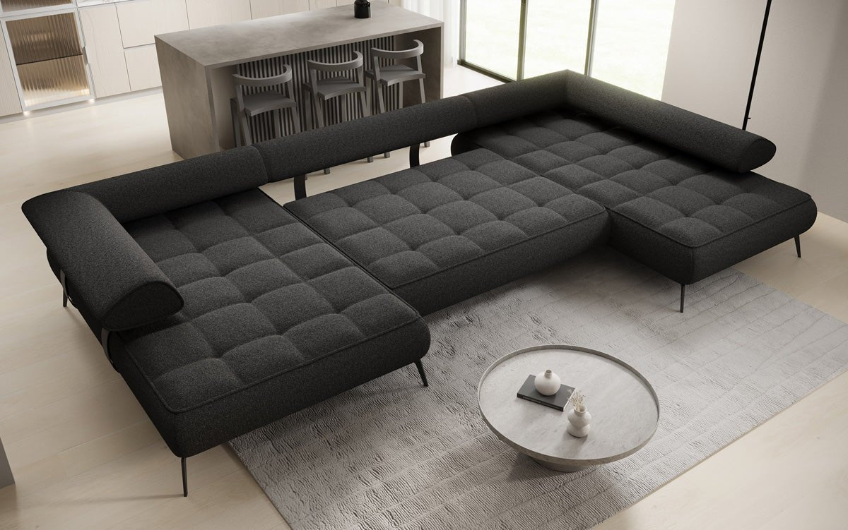 Canapé Designer U Sydney Bouclé avec fonction de couchage électrique