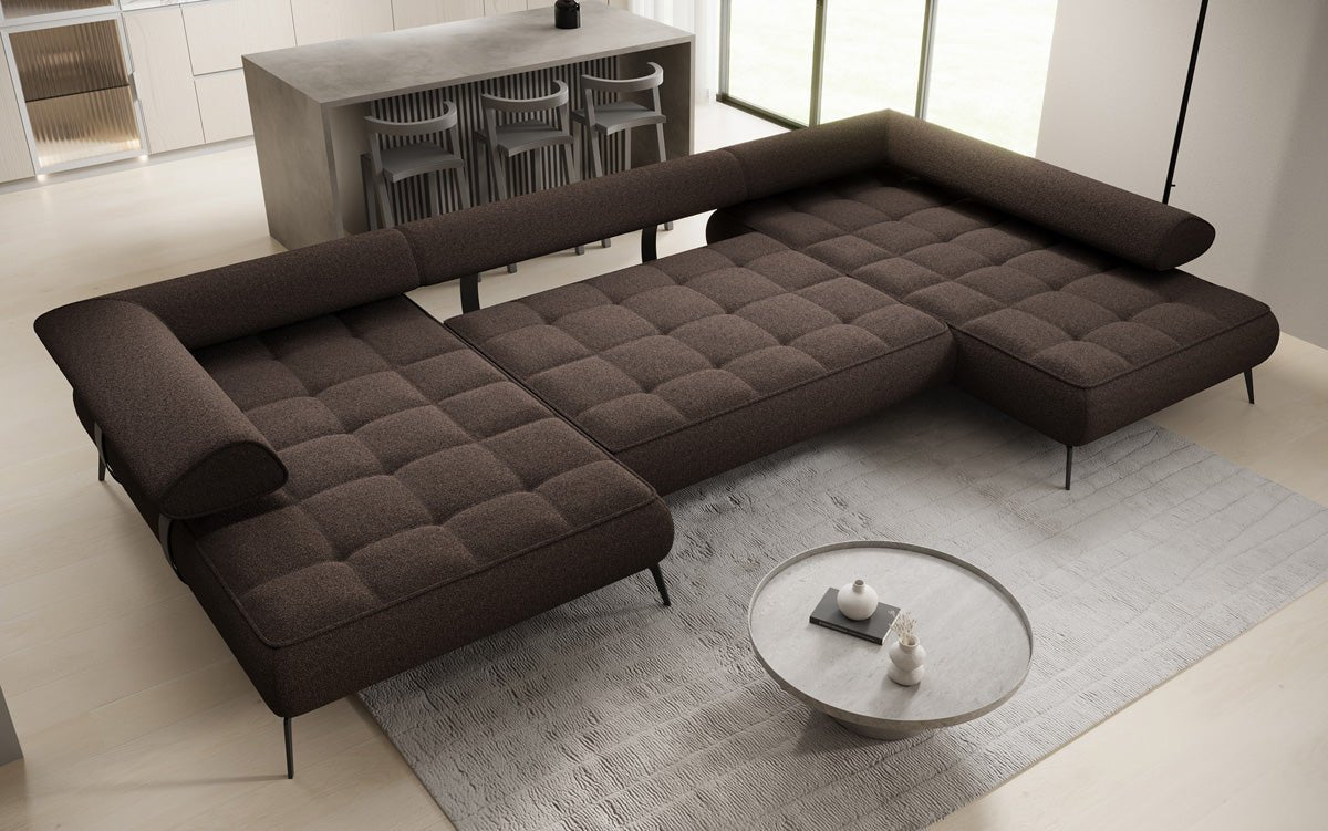 Canapé Designer U Sydney Bouclé avec fonction de couchage électrique