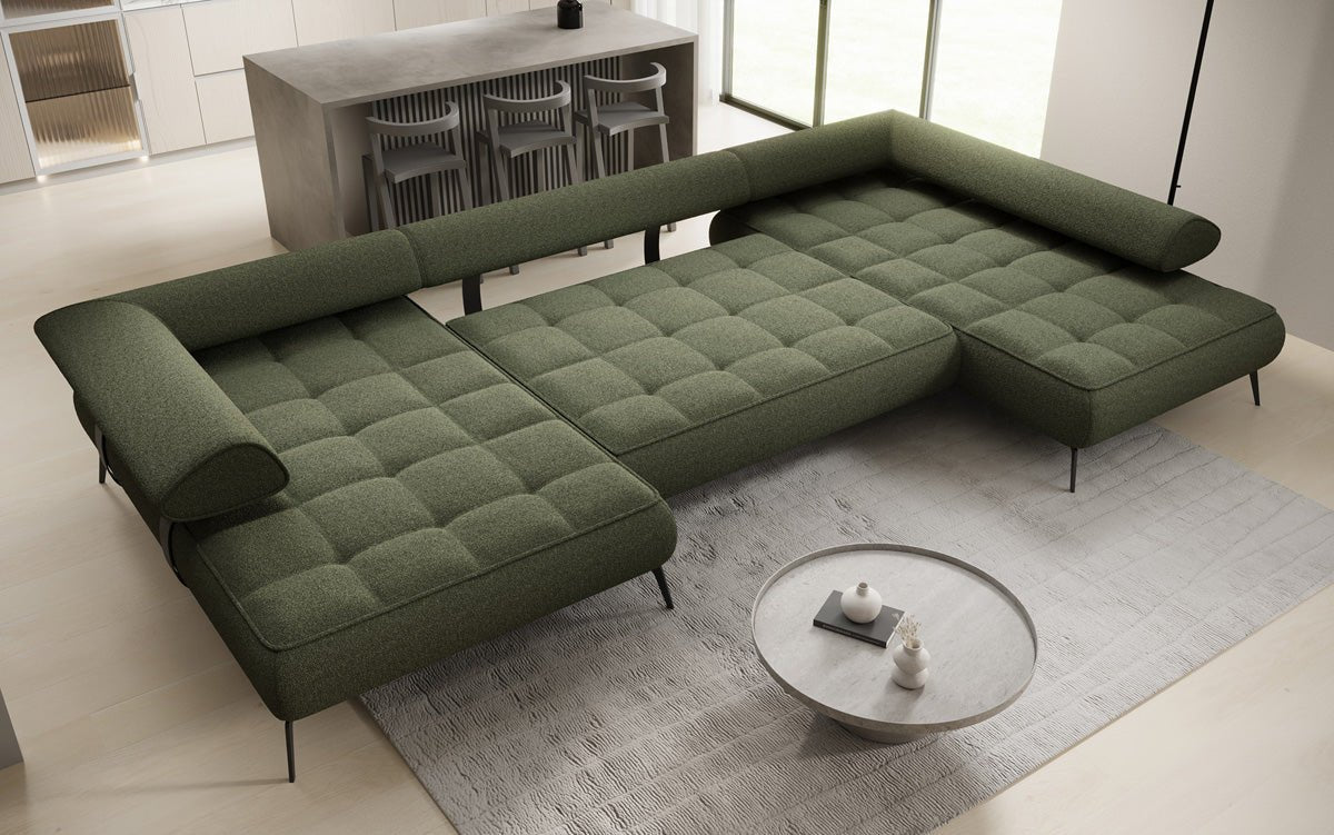 Canapé Designer U Sydney Bouclé avec fonction de couchage électrique