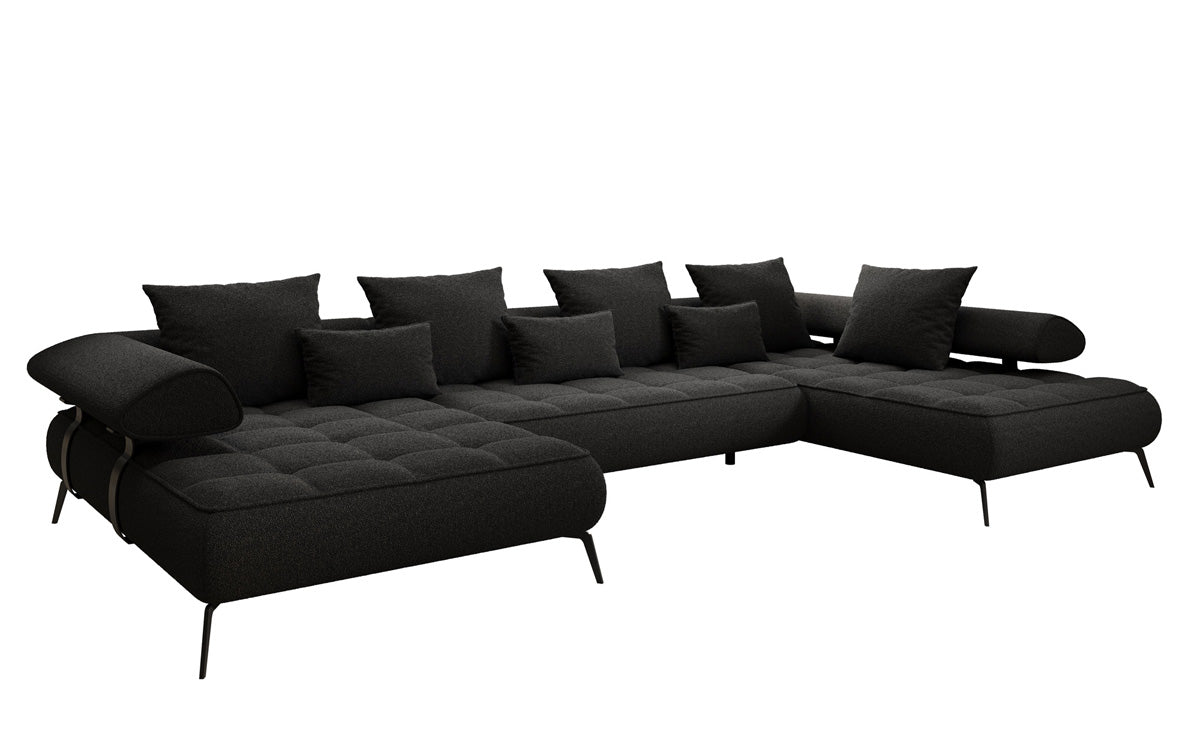Canapé Designer U Sydney Bouclé avec fonction de couchage électrique