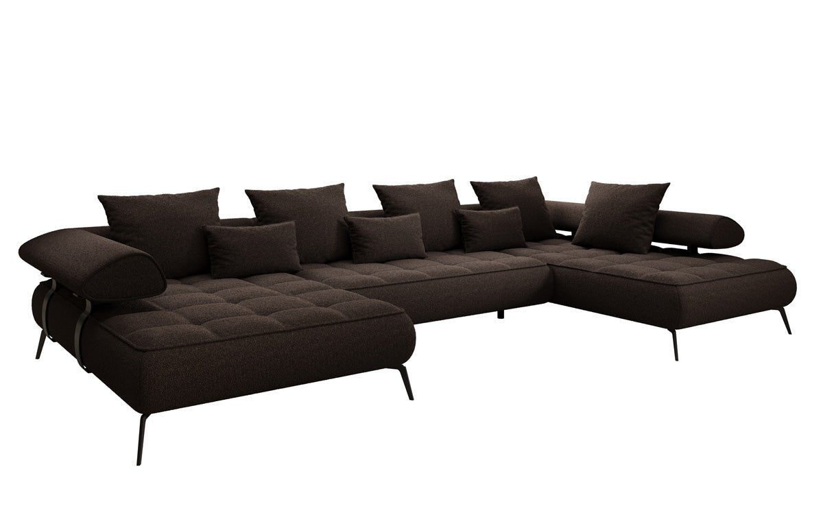 Canapé Designer U Sydney Bouclé avec fonction de couchage électrique