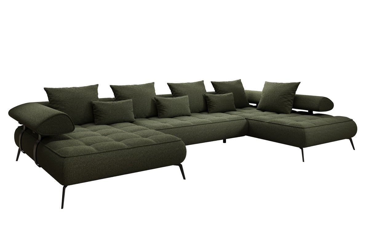 Canapé Designer U Sydney Bouclé avec fonction de couchage électrique