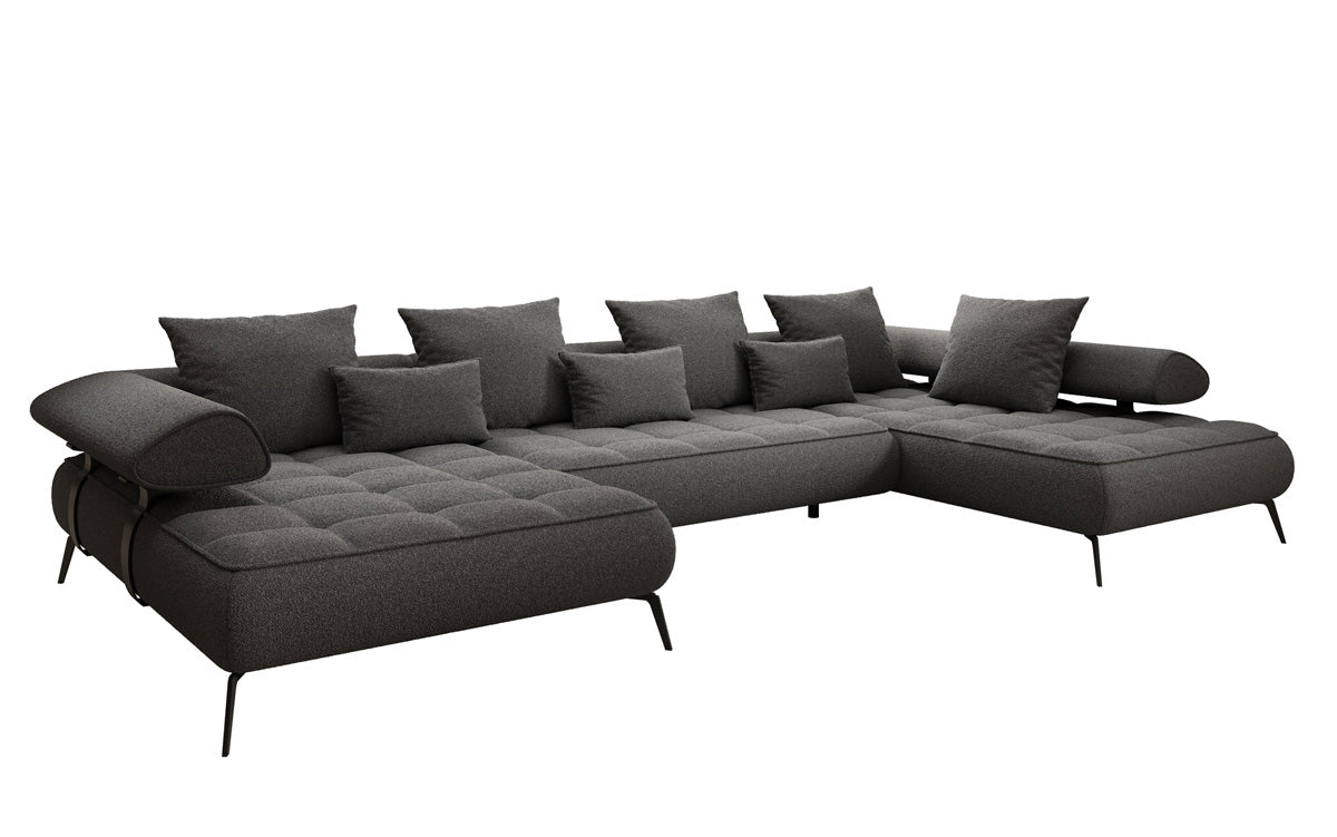 Canapé Designer U Sydney Bouclé avec fonction de couchage électrique