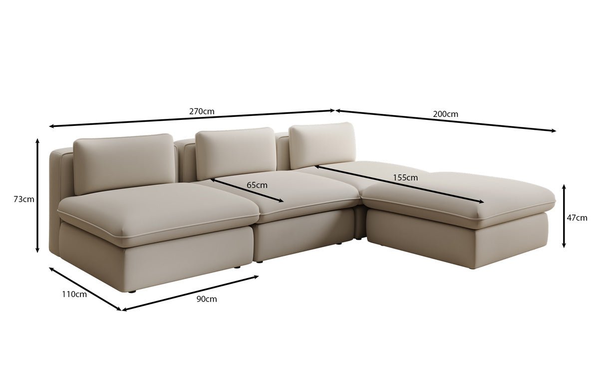 Canapé d'angle L Designer Câlin en Tissu