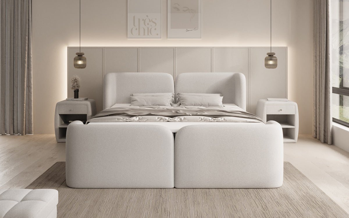 Lit boxspring Riva Bouclé avec rangement