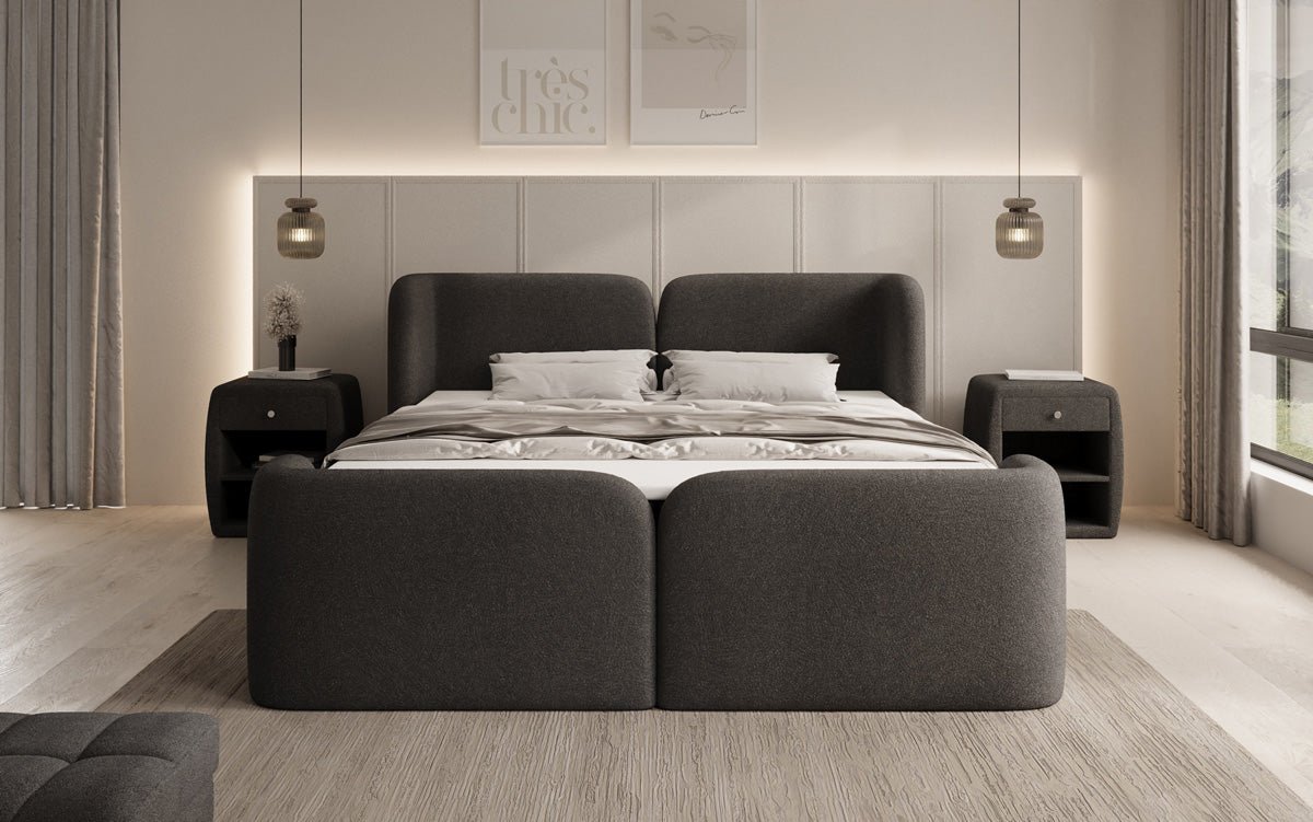 Lit boxspring Riva Bouclé avec rangement
