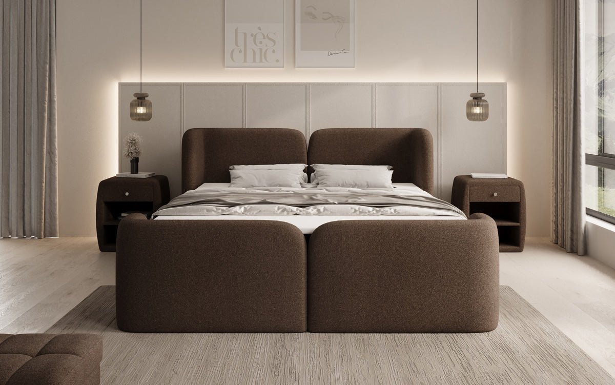 Lit boxspring Riva Bouclé avec rangement