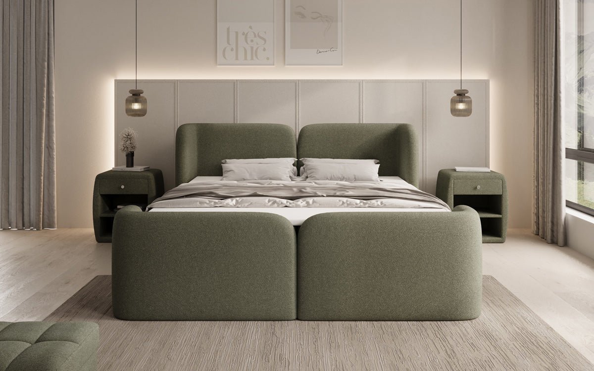 Lit boxspring Riva Bouclé avec rangement