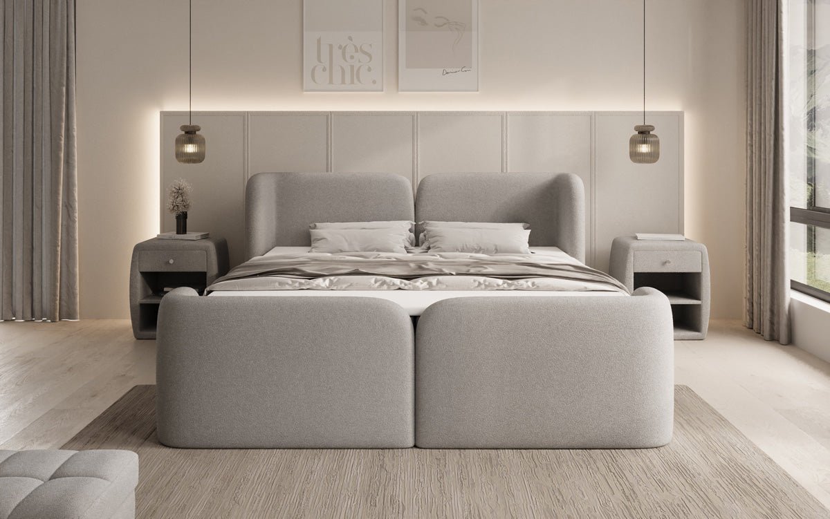 Lit boxspring Riva Bouclé avec rangement