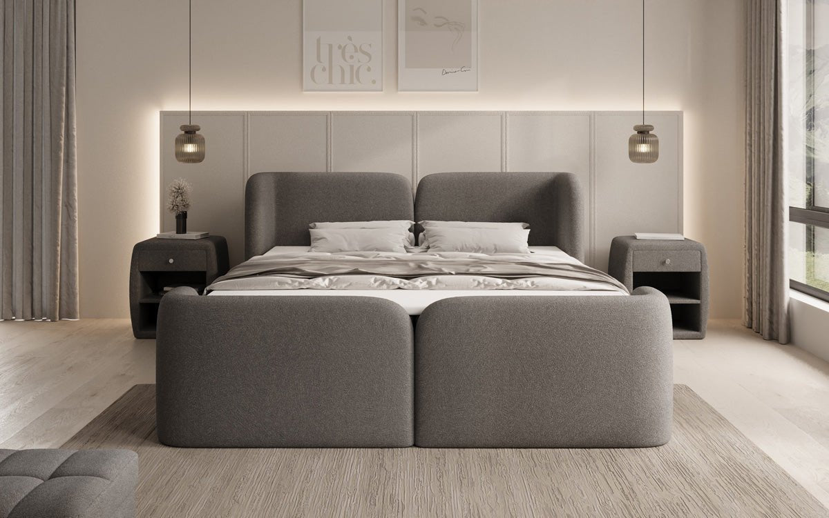 Lit boxspring Riva Bouclé avec rangement