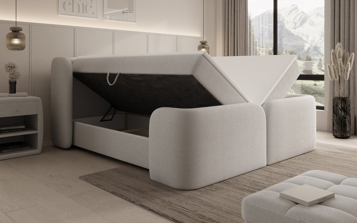 Lit boxspring Riva Bouclé avec rangement