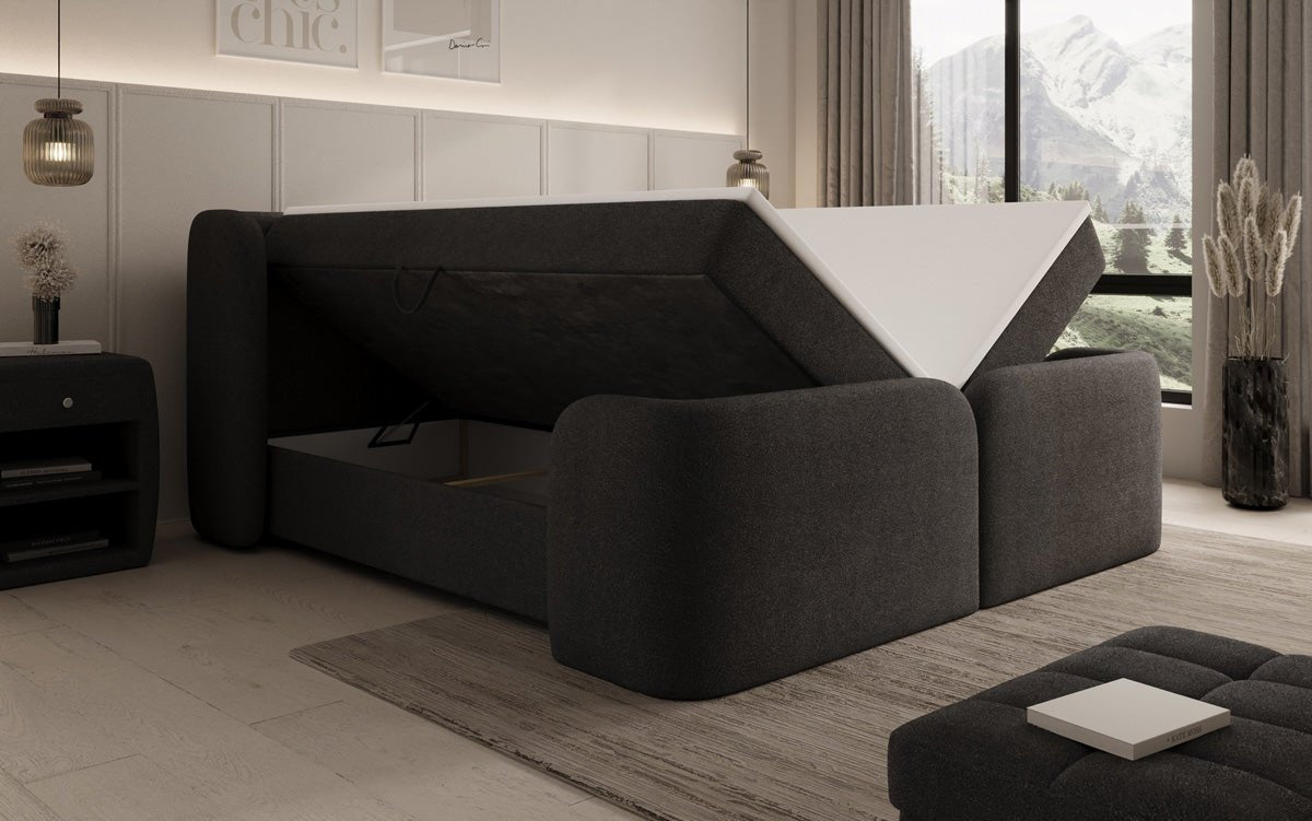 Lit boxspring Riva Bouclé avec rangement