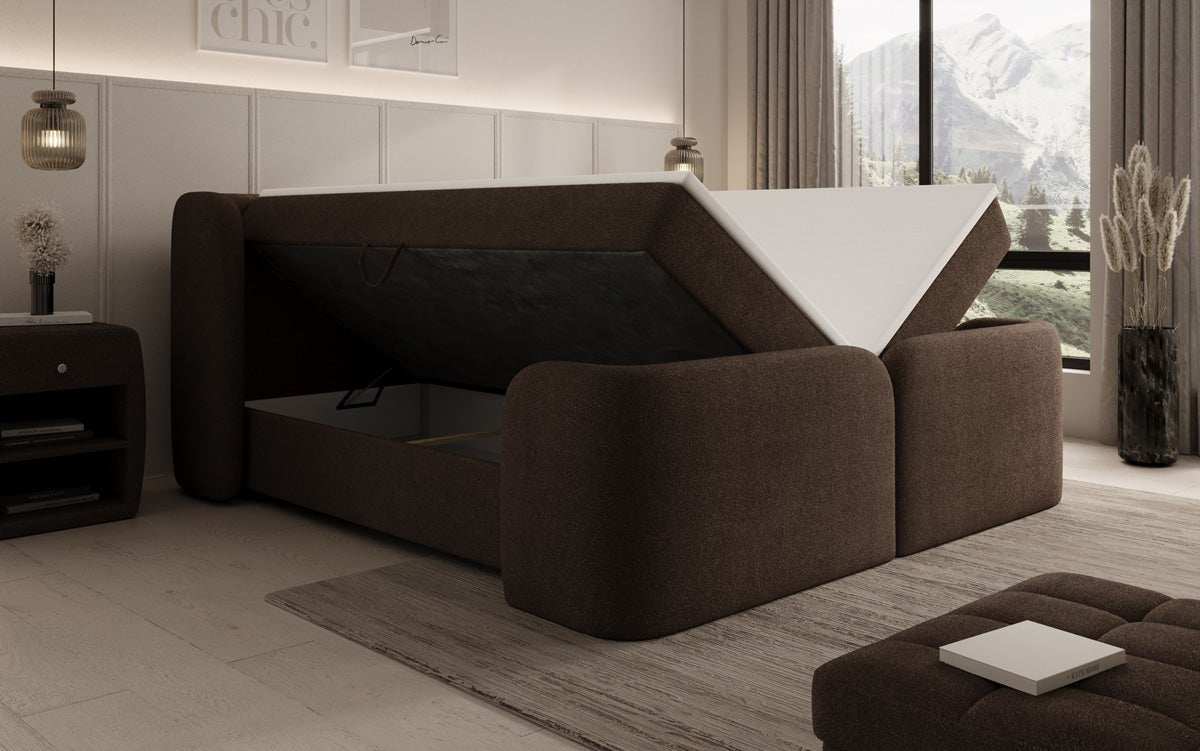 Lit boxspring Riva Bouclé avec rangement