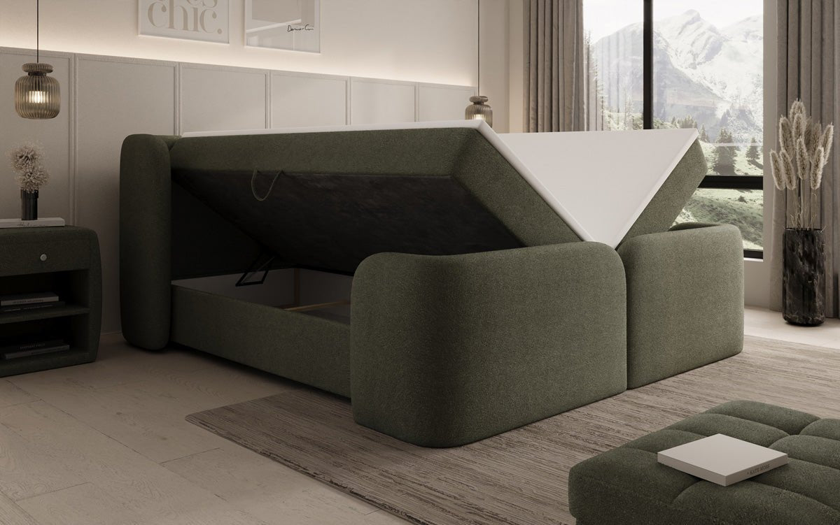 Lit boxspring Riva Bouclé avec rangement