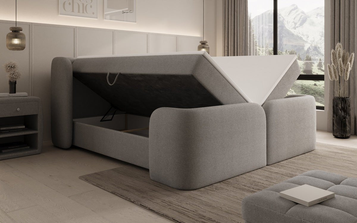 Lit boxspring Riva Bouclé avec rangement