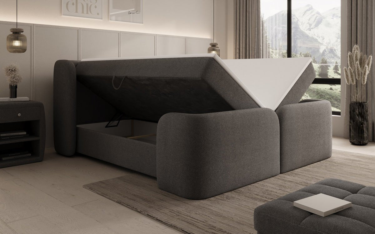 Lit boxspring Riva Bouclé avec rangement