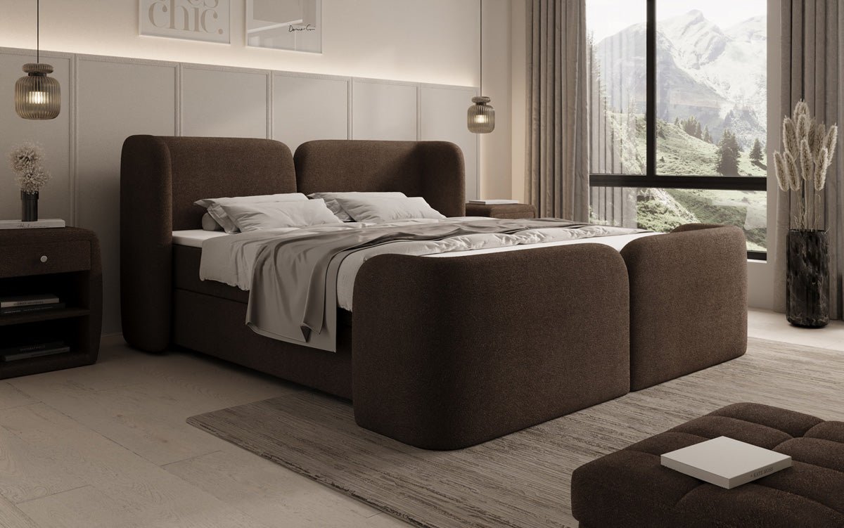 Lit boxspring Riva Bouclé avec rangement