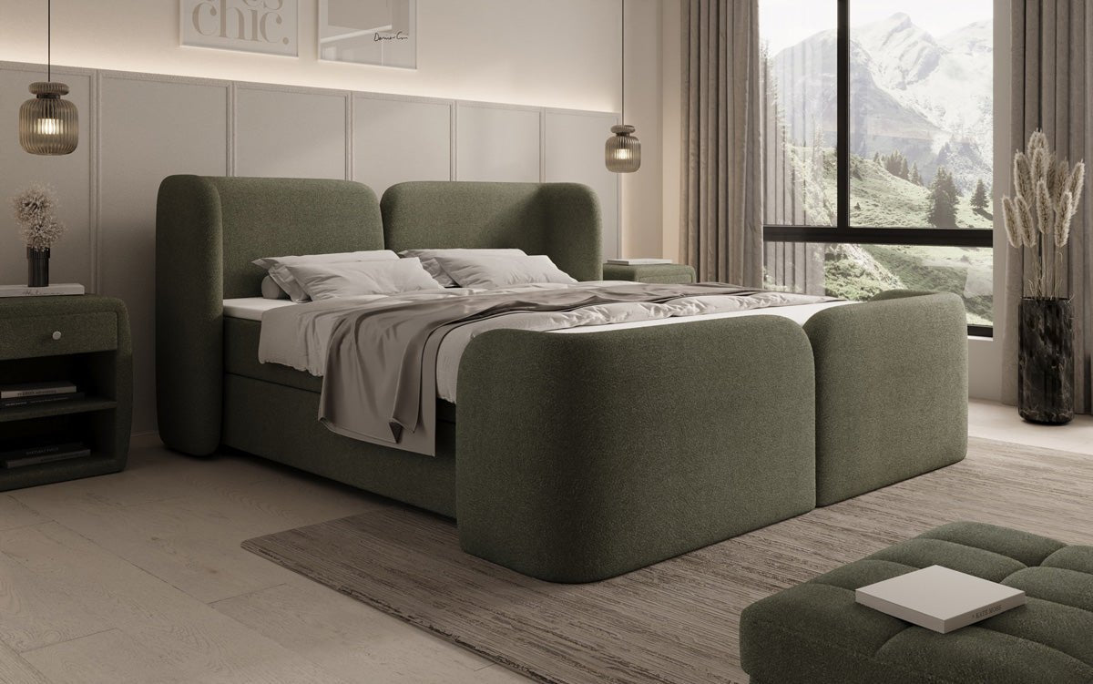 Lit boxspring Riva Bouclé avec rangement
