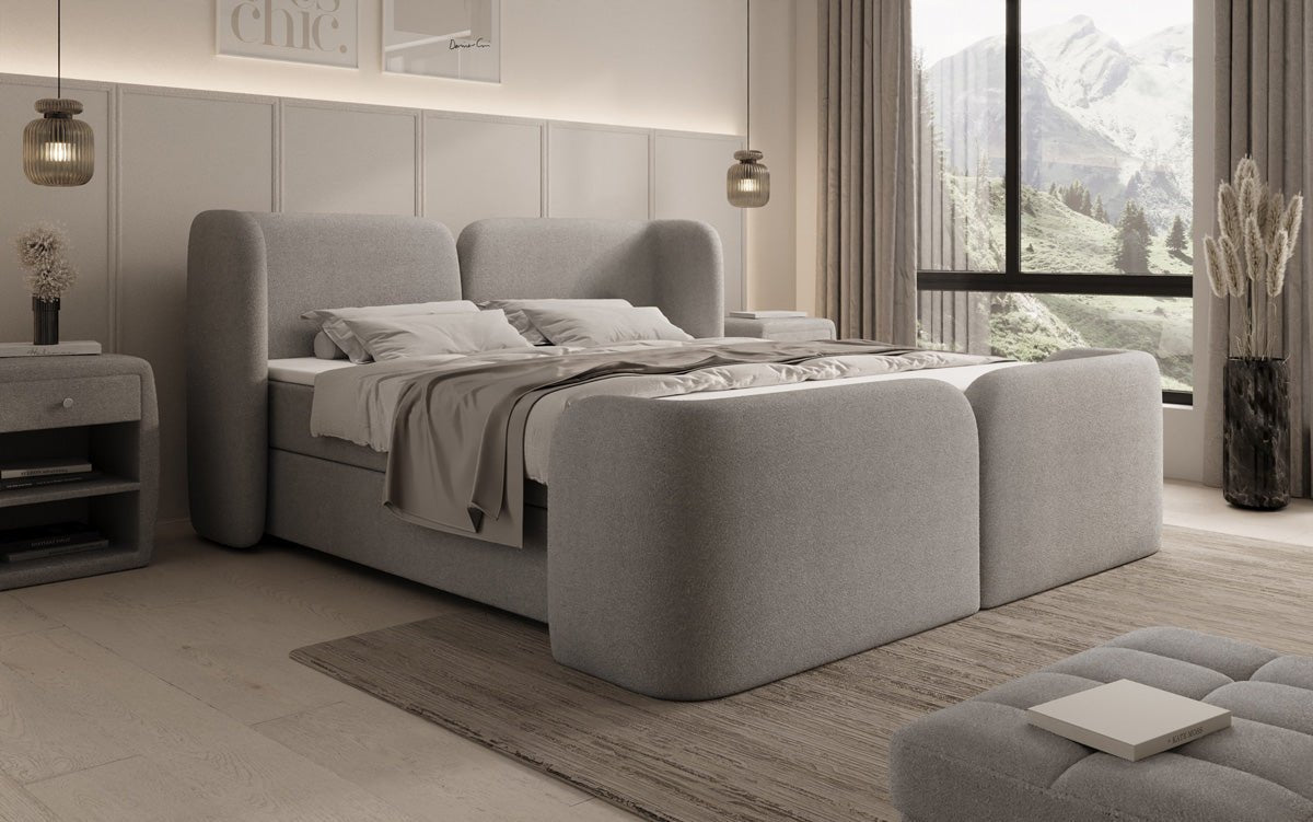 Lit boxspring Riva Bouclé avec rangement