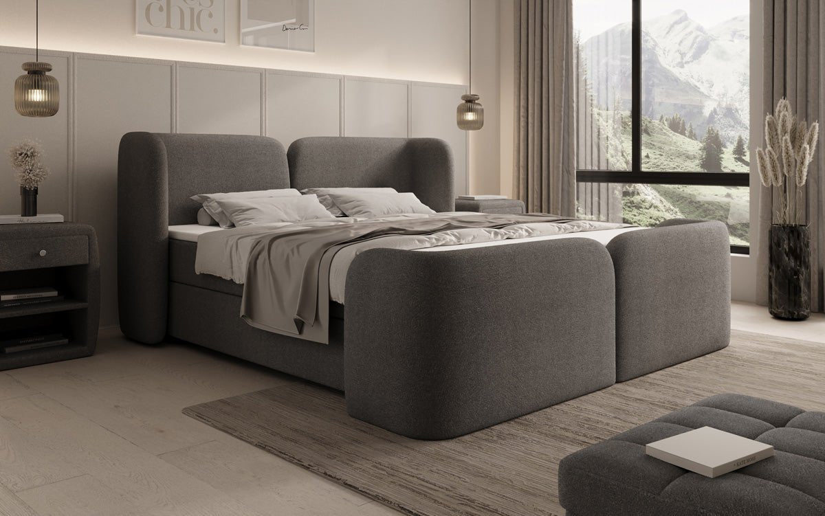 Lit boxspring Riva Bouclé avec rangement