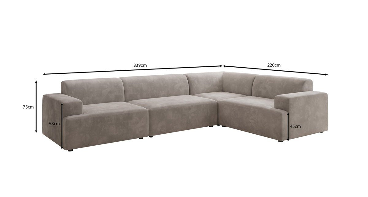 Canapé design Monza Wohnlandschaft L en Velours